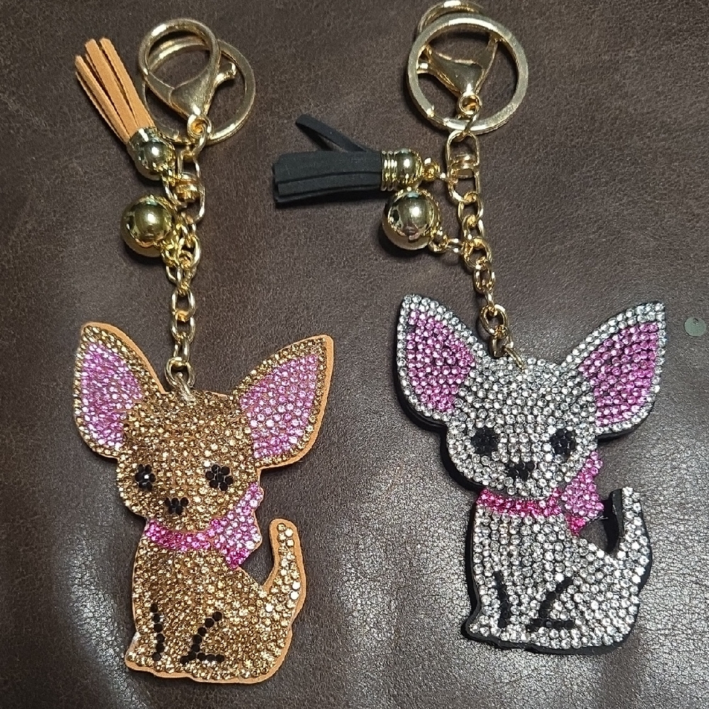 Sparkling Chihuahua Keychain Or Bag Charm